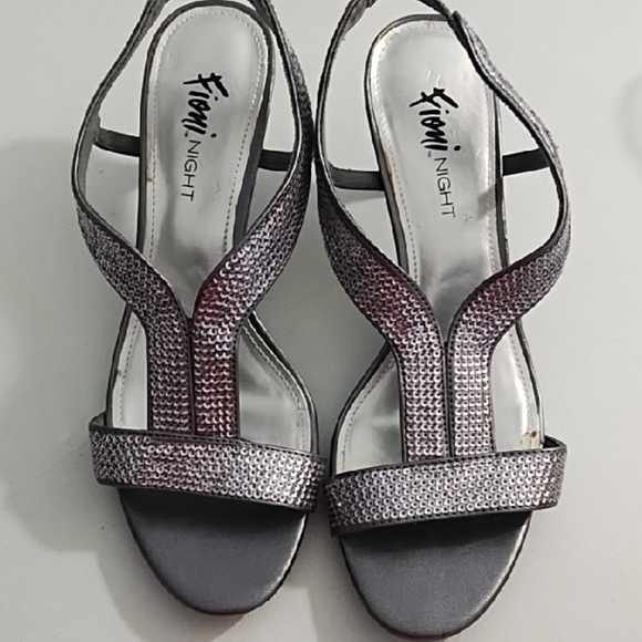 Silver Sequined Strappy Kitten Heel Sandals - Picture 8 of 12